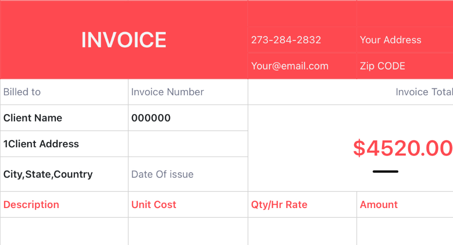 Red invoice